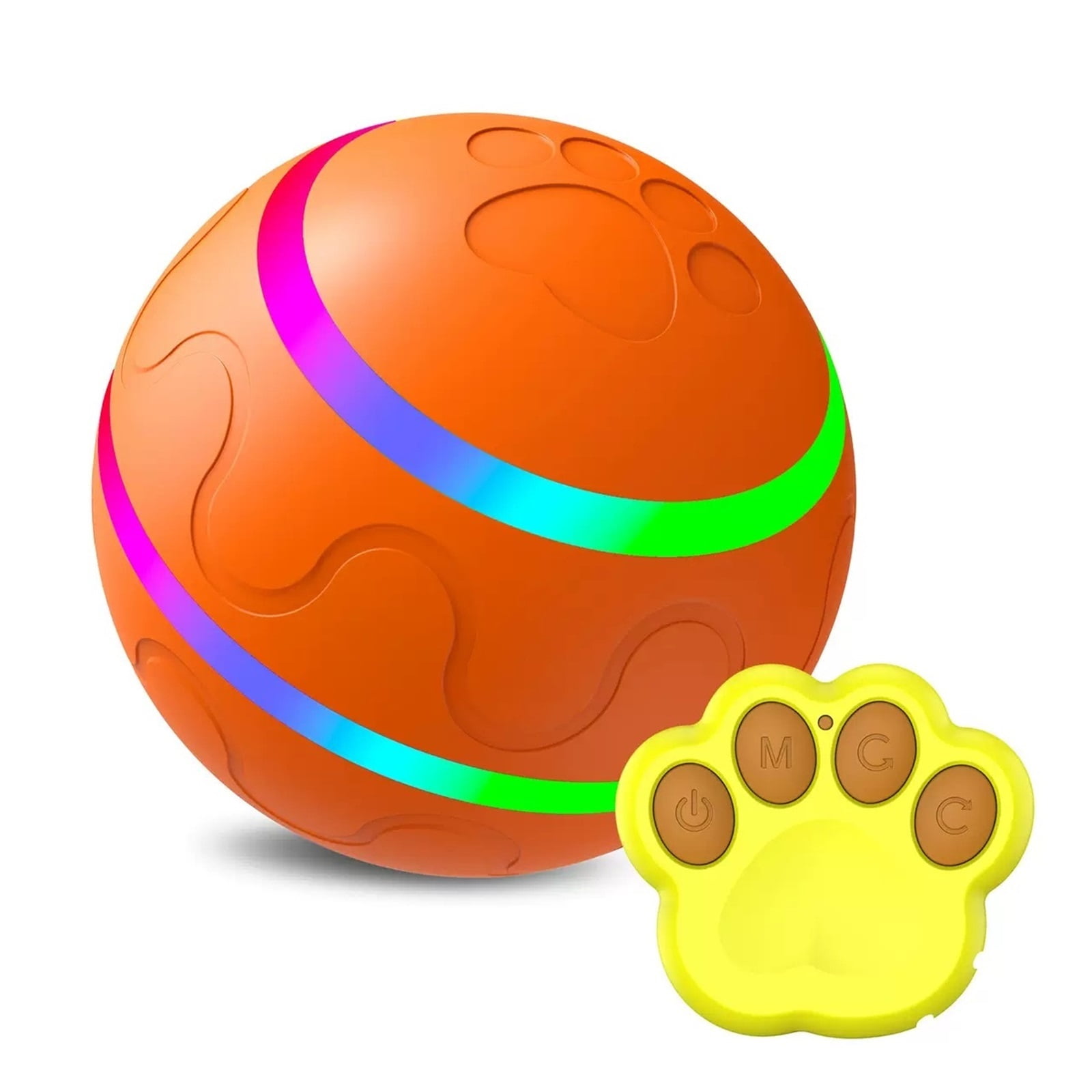 Interactive Dog Toys Ball for Small & Medium Dogs, Durable Chew Toy for Aggressive Chewers, Automatic Rolling Dog Balls with Silicone Cover