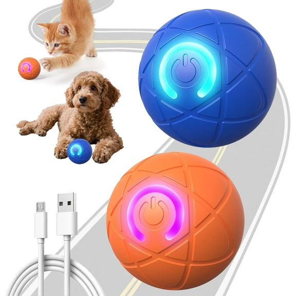 Interactive Dog Toys Balls, Automatic Rolling Jumping Bouncing Rotating Ball with LED Light, USB Rechargeable Smart Motion Toy for Small Medium Dogs & Puppies