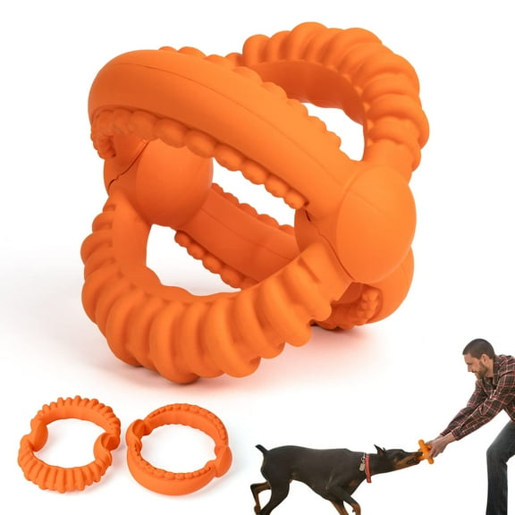 Interactive Dog Toys Detachable Dog Tug of War Toy with 2 Rings Natural Rubber Dog Chew Toys Suitable for Large Dogs for Teeth Cleaning Toy