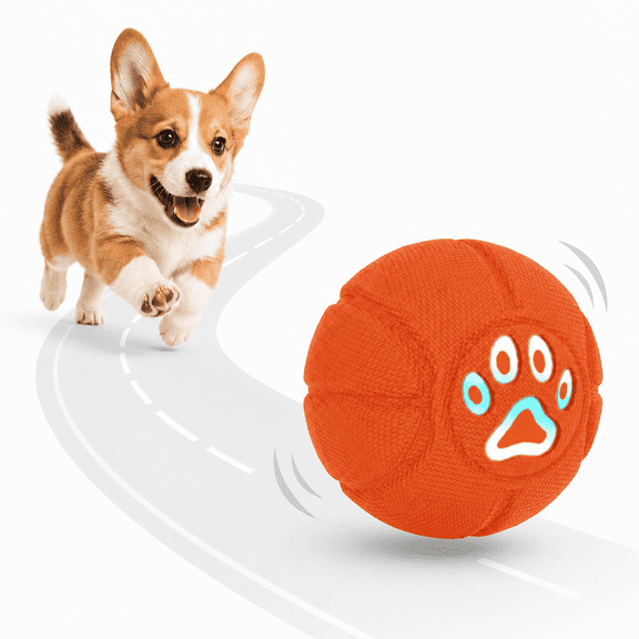 Interactive Dog Toy Ball,Self-Rolling Ball Spins,Bounces,Rechargeable Cat Enrichment Toys for Dogs to Keep Them Busy(Orange)