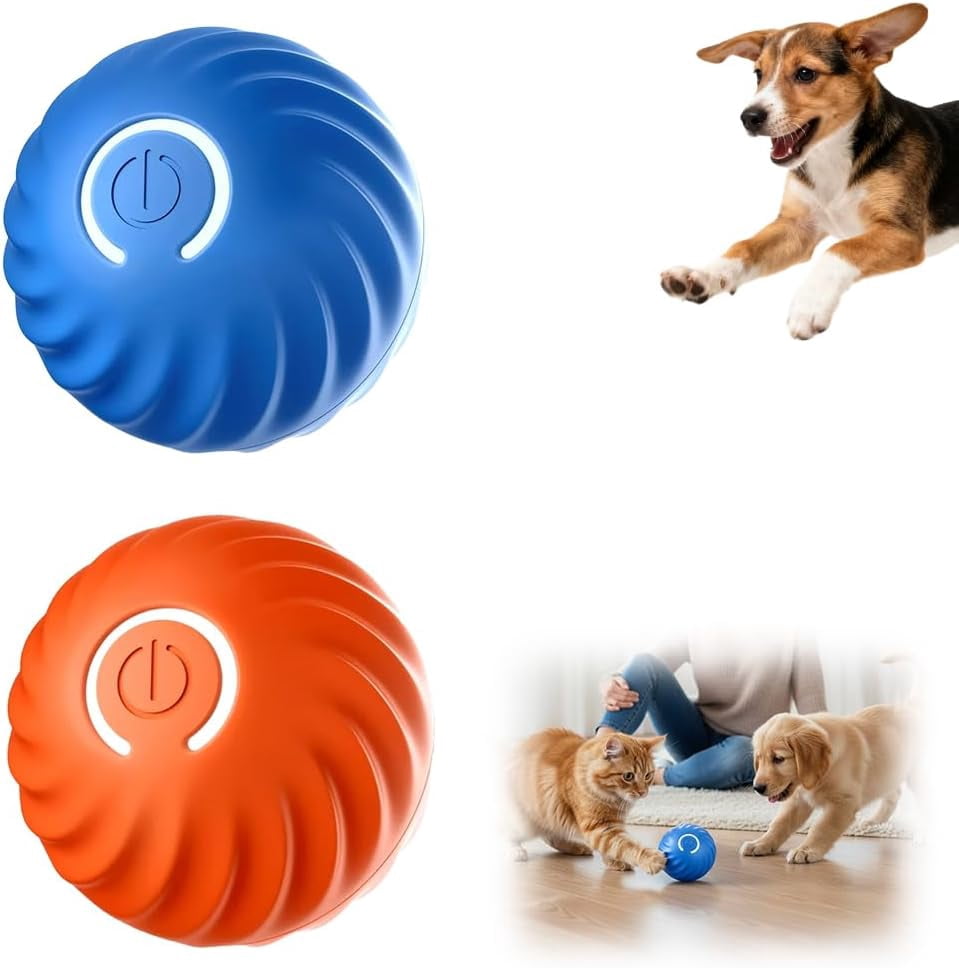 Interactive Dog Toys Dog Ball, Automatic Flashing Light Up Ball, Bite-Resistant Chew Toy to Stimulate Play and Relieve Boredom for Dogs and Cats