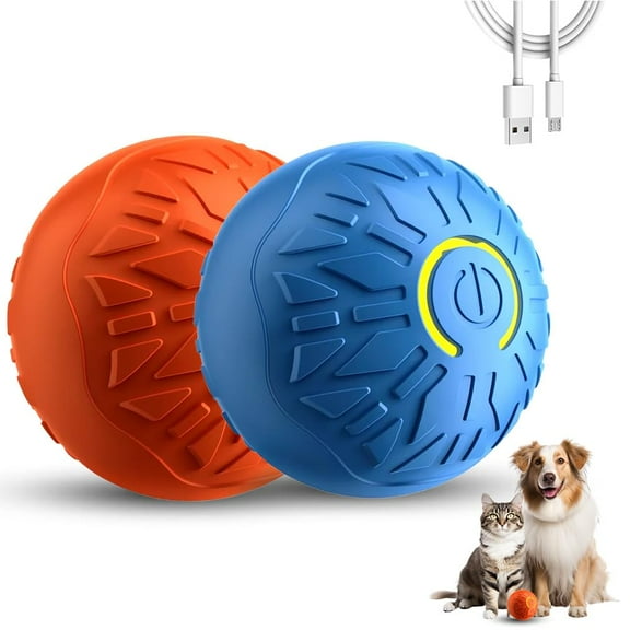 Interactive Dog Toys Dog Balls, Shaky Ball Toy for Dogs, Rechargeable Automatic Moving Swinging（Blue+Orange)