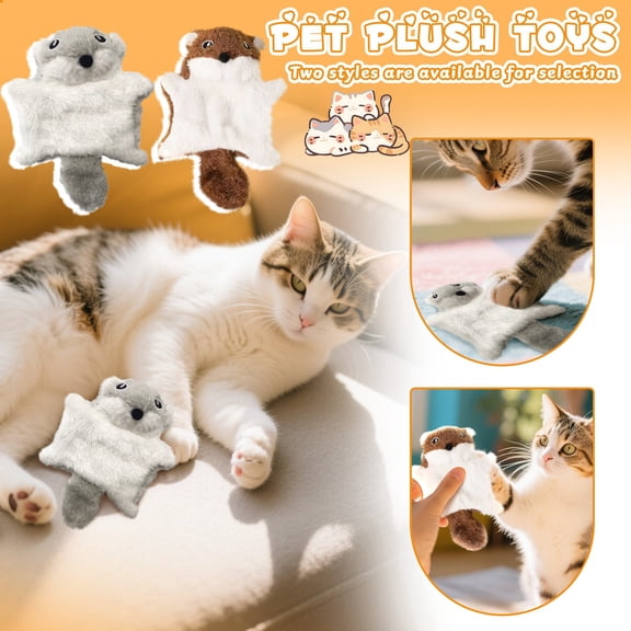 Interactive Dog Toys, Dog Toys Interactive, Squirrel Dog Toys, 10X6 In, Gray Plush, Puppy Oral Toys, Plush Interactive Toys Figures, Squeaker Activation, Daily Play, 1 Pc