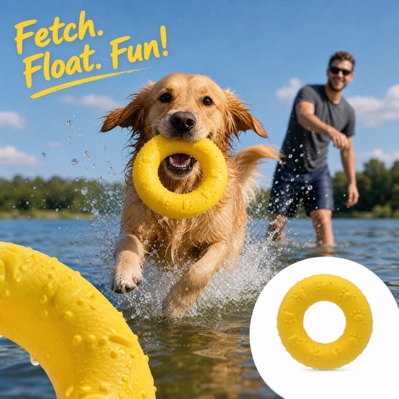 Interactive Dog Toys with Donut Pool Float,Floating Dog Toys for Water Fetch and Outdoor Water Fun for Small Dogs,Pool Ring Float for Oral Relief,1 Pack
