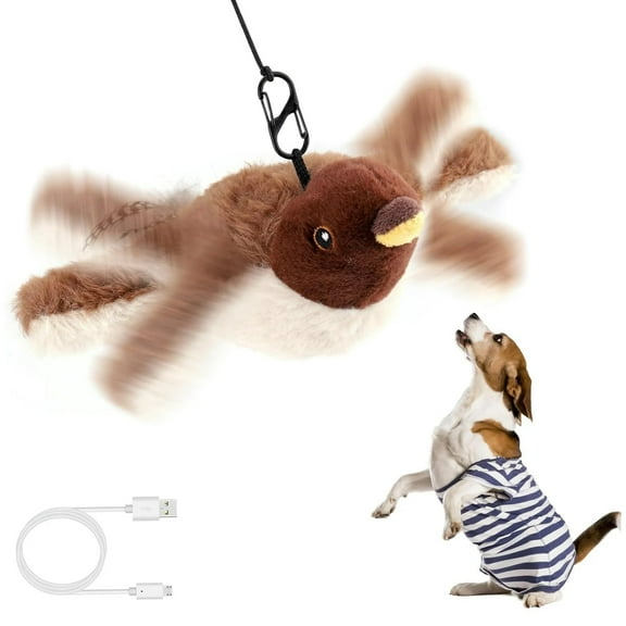 Interactive Dog Toys, Flapping Bird (No Flying) Toys and Teasing String, Dog Squeak Toys with Simulated Sound, Dog Toys for Small Medium Large Dogs Boredom Relief
