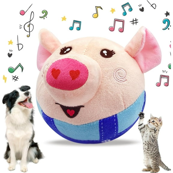 Interactive Dog Toys Pig,Squeaky Dog Toys with Recording and Music Modes, Rechargeable Jumping Moving Dog Chew Toys for Small/Medium/Large Dogs to Keep Them Busy(Blue Pig)