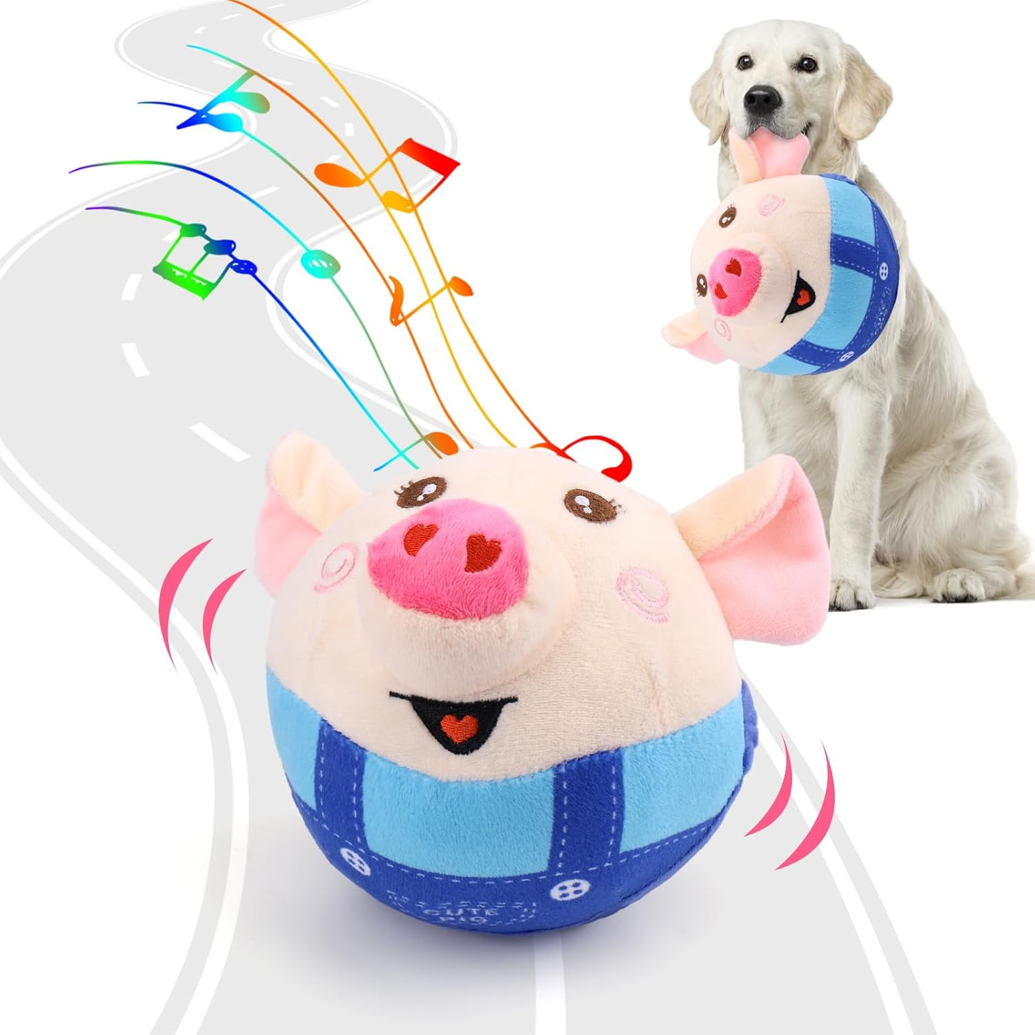 Interactive Dog Toys, Remote Control Version, Automatic Jumping Pig, The Perfect Gift to Keep Your Puppy Busy and Happy with Automatic Moving and Squeaking Sounds