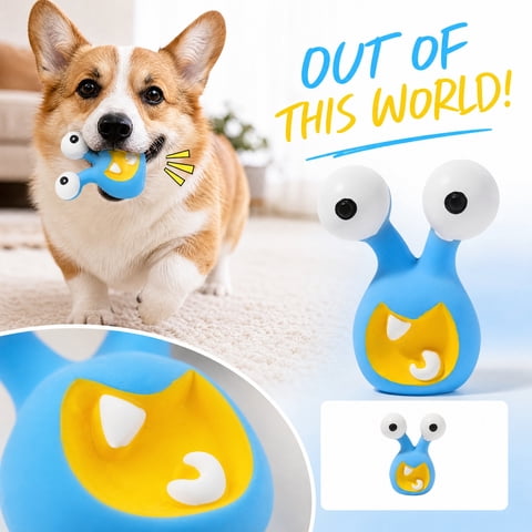 Interactive Dog Toys for Small Breeds Oral Relief Squeaky Cartoon Alien Latex Toys