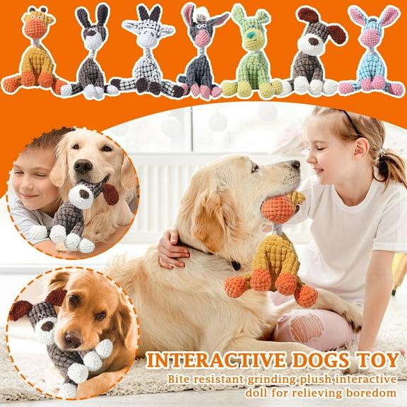 Interactive Dog Toys with Durable Cotton Rope, Plush Giraffe Stuffed Animal for Puppy Chewing and Play, Cute Small Stuffed Animal for Birthday Gift