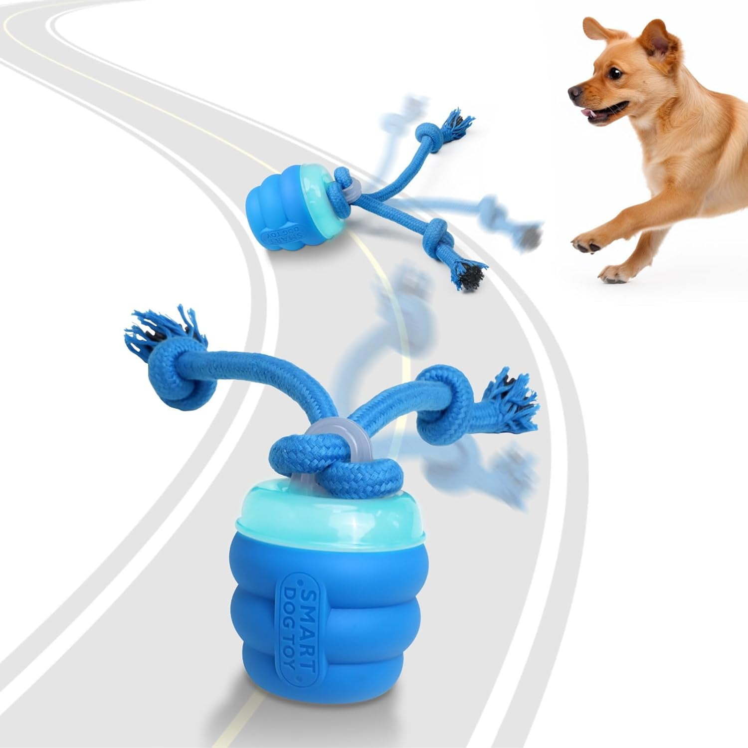 Interactive Dog Toys with Motion Activated, Squeaky Dog Toy Active Rolling Ball Wicked Ball for Daily Training BLUE