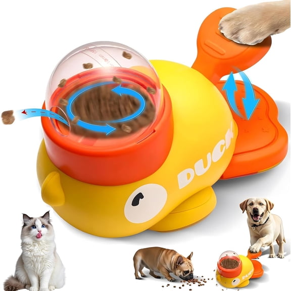 Interactive Dog Treat Dispenser Toy - Whale Shape Puzzle Feeder, Press Button & Rotating Design, White/Blue Slow Feeding Game for Dogs & Cats