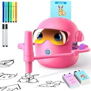Drawing Robot for Kids, with 100 Word Cards, Voice Interactive Educational Drawing Machine, Montessori Painting Learning Toys for 3-8 Year Old Boys Girls Birthday Party,Pink