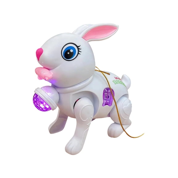 Interactive Easter Bunny Realistic Toys with Light and Sound, Easter Basket Stuffers, Electronic Bunny Plush Toys Can Walk and Dance