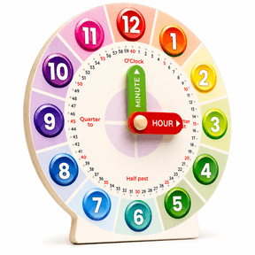 Interactive Educational Teaching Clock - Learn Time Easily, Durable Design for Kids with moveable arms, Engaging Hands-On Learning Tool, Perfect for Classroom & Home Use