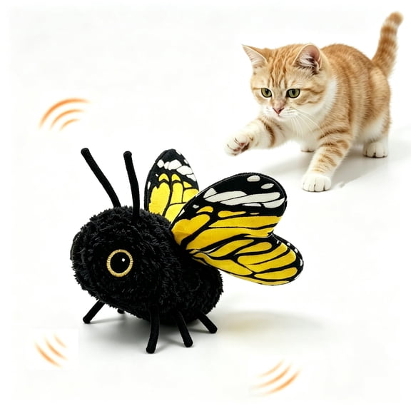 Interactive Electric Butterfly Cat Toy, Fluttering Electric Bug Cat Toy, with Vibrating Flapping Wings