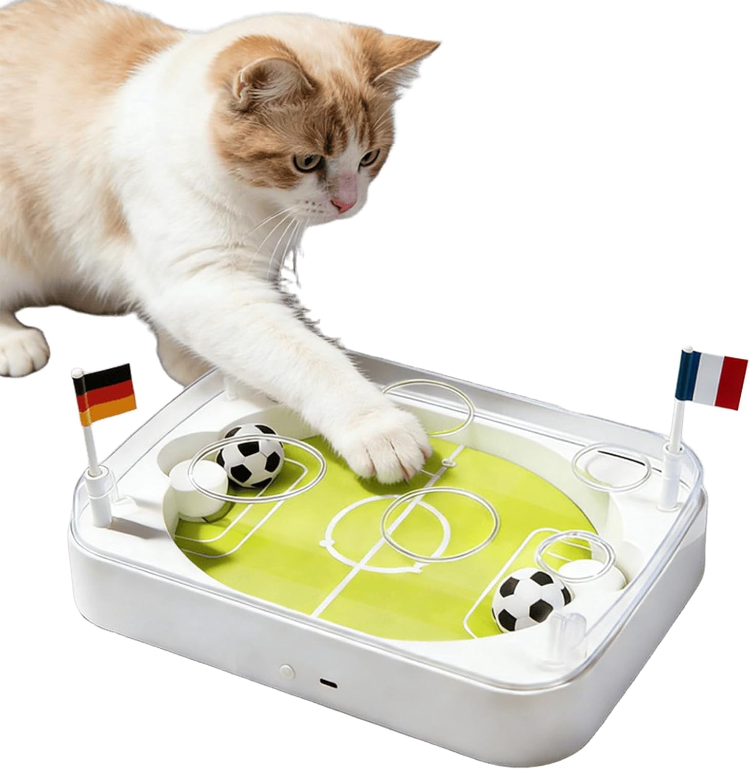 Interactive Cat Soccer Ball Toy – Electric Motion-Activated Toy with LED Lights, Catnip Pouch, and Treat Dispenser for Play and Exercise