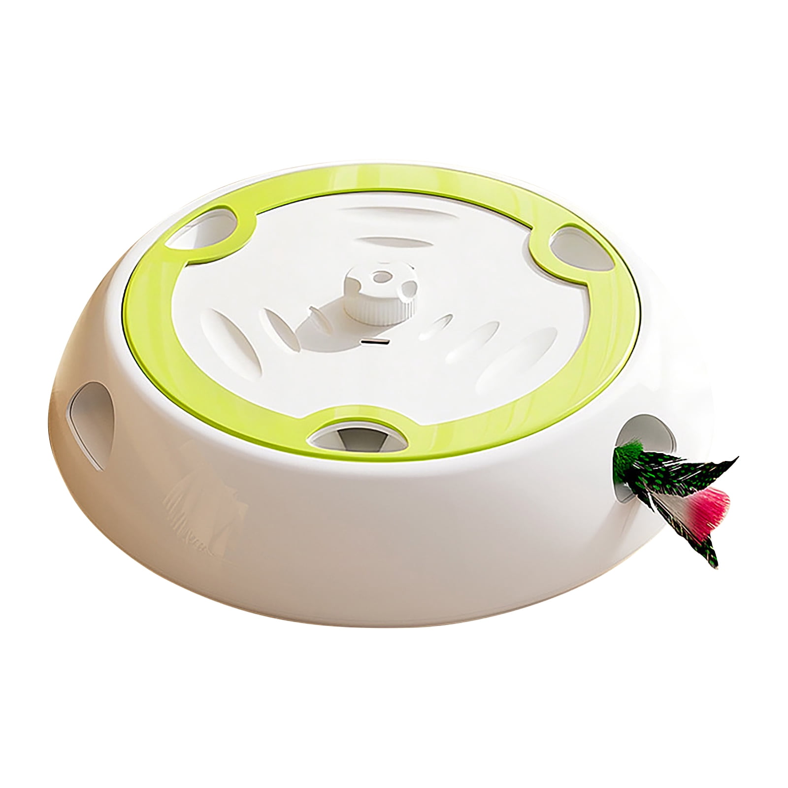 Interactive Electric Cat Toys Automatic Whack A Mole Feather Teaser for Indoor Cats Self Play Enrichment to Burn Energy Green 1 Pack with 3 Extra Feather Refills