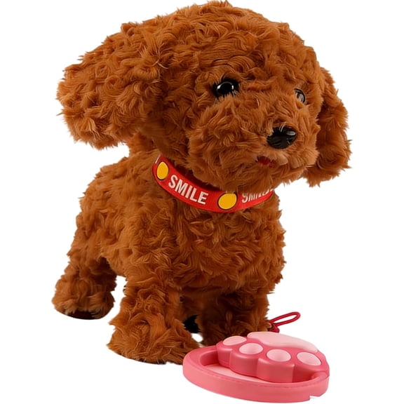 Interactive Electric Plush Toy Dog That Walks Barks and Learns to Talk forInteractive Childrens Play (Brown)