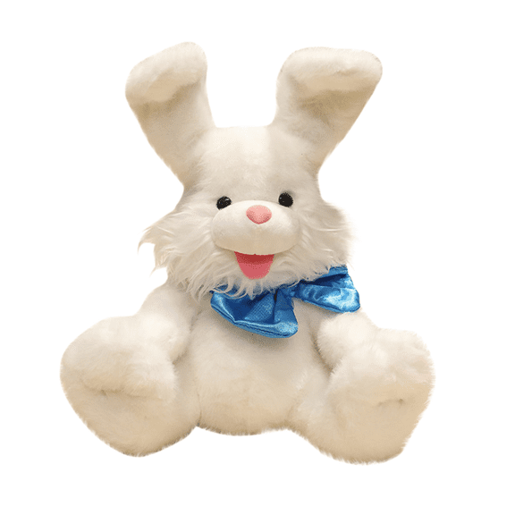 Interactive Electric Rabbit Plush Toy, Moving Bunny Stuffed Animal with Realistic Hopping Motion and Sounds, Soft Electronic Pet Figure for Birthday Gifts, White 13.8in