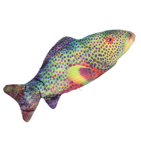 Interactive Electric Simulation Fish Toy USB Rechargeable Flopping Grouper Plush Toy for Kids Cats (11 inches / 28.0 cm)