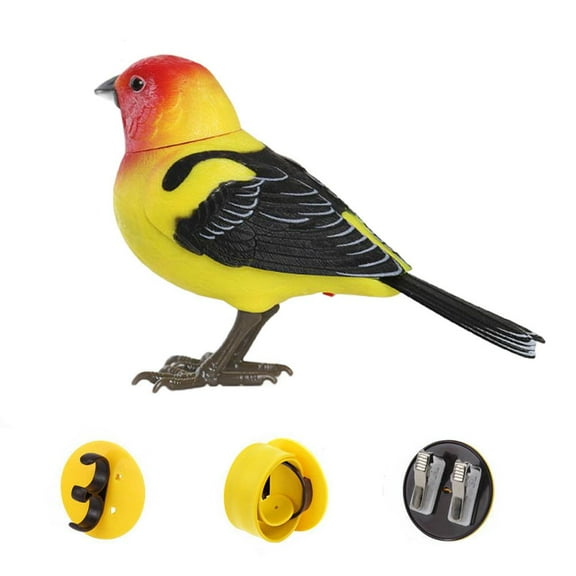 Interactive Electronic Bird Toy with Voice and Light Control, Realistic Chirping Singing Bird for Children