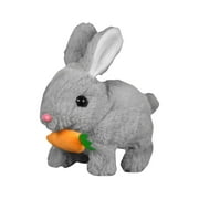 Interactive Electronic Bunny Toy Realistic Hopping Plush Rabbit With CarrotGrey-Rabbit-18X17X9Cm