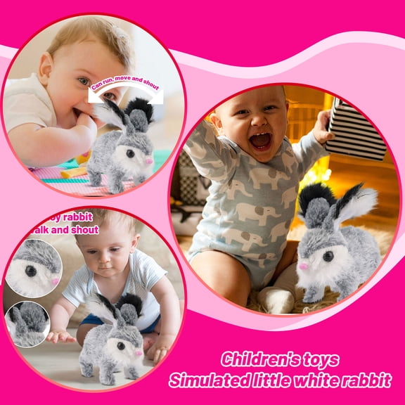 Interactive Electronic Rabbit Toy, Cute Wiggling Ears, Walks, Makes Sounds, 6.29*3.34*7.9 Inches, Plush ,Random Color, A Perfect Gift For A Playmate.