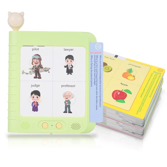 Interactive English Word Learning Machine and LCD Writing Tablet with 60 Double-Sided Cards for Kids Early Education Drawing and Pronunciation Tool (5.9 x 5.3 Inches / 15 x 13.5 cm)