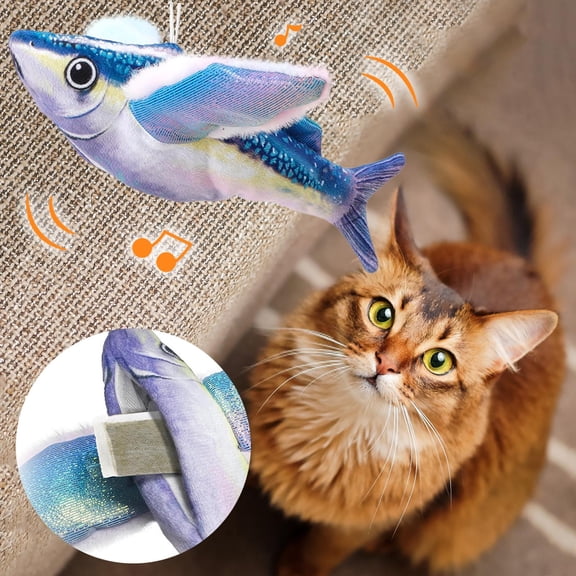 Flappy Fish Cat Toy Interactive Chirping Flapping Flying Fish Toy Designed for Indoor Cats Enrich Activity and Stimulate Engagement