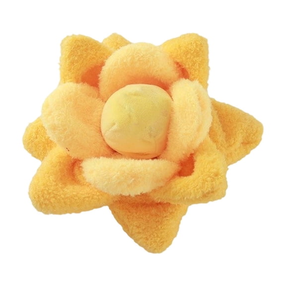 Interactive Flower Shaped Dog Chew Toy with Dispensing Feature for Puppies and Dogs of All Sizes Indoor Entertainment Stimulating Biting and Chewing, 23x23x6cm, Yellow
