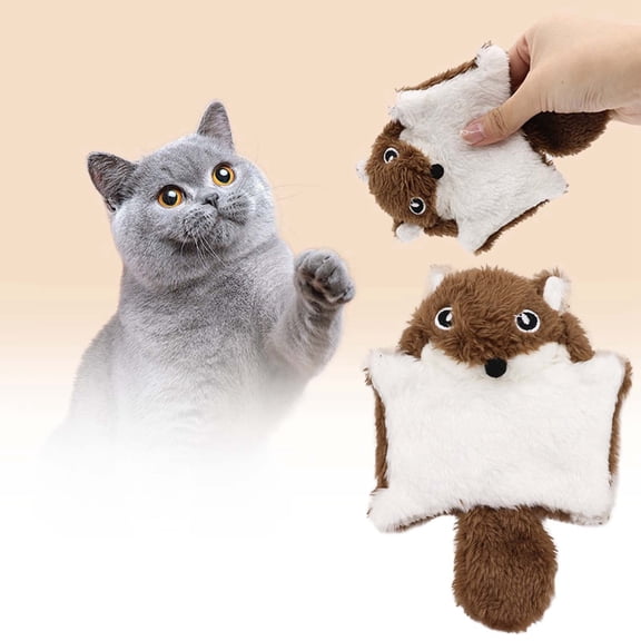 Interactive Flying Squirrel Dog Toy with Sound Crinkle Paper Soft Chew for