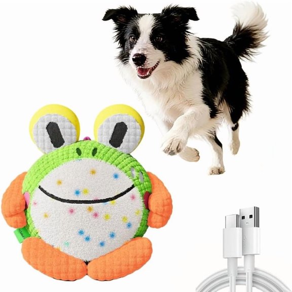 Interactive Frog Plush Pet Toy USB Rechargeable Moving Squeaky Toy Washable Detachable Play Toy for Dogs & Cats