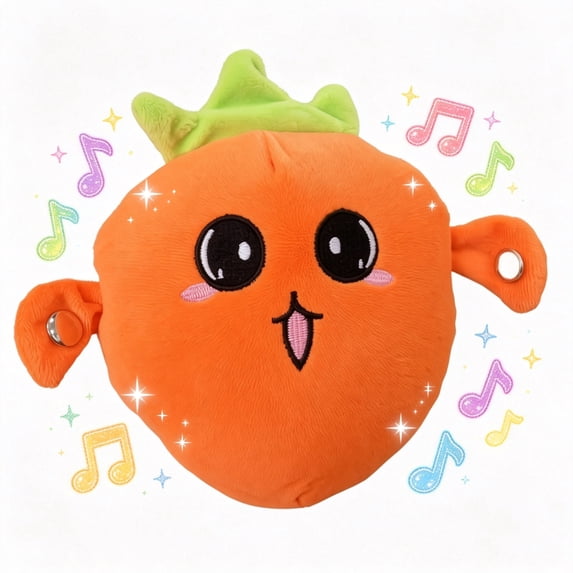 Interactive Fruit Plush Toy, Musical Beat Sensing Soft Stuffed Animal Family Bond Activity Sensory Development Cognitive Skill Training Home Game Leisure Play Soft Orange