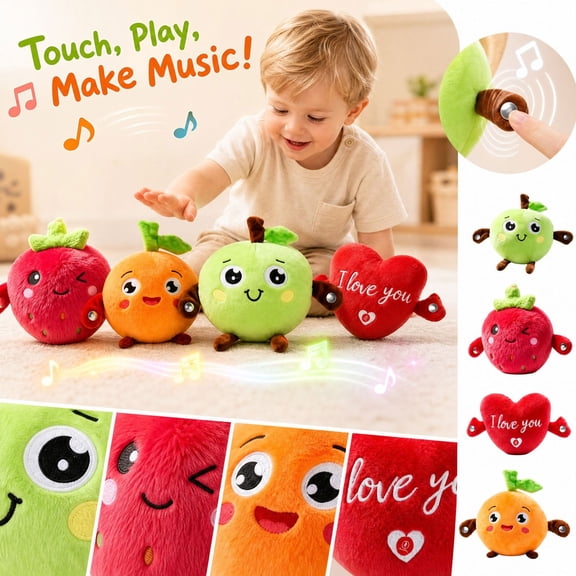 Interactive Fruit Plush Toy Musical Rhythm Beat Stuffed Doll Sound Sensing Motion Soft Animal Cushion For Family Fun Game