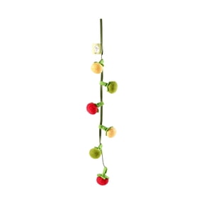 Interactive Fruit-Shaped Cat String Toy with Squeaker, Cloth Material, 46cm Length, Hanging Design with Hook, Includes Persimmon and Cherry Tomato Shapes, Promotes Teeth Cleaning and Play