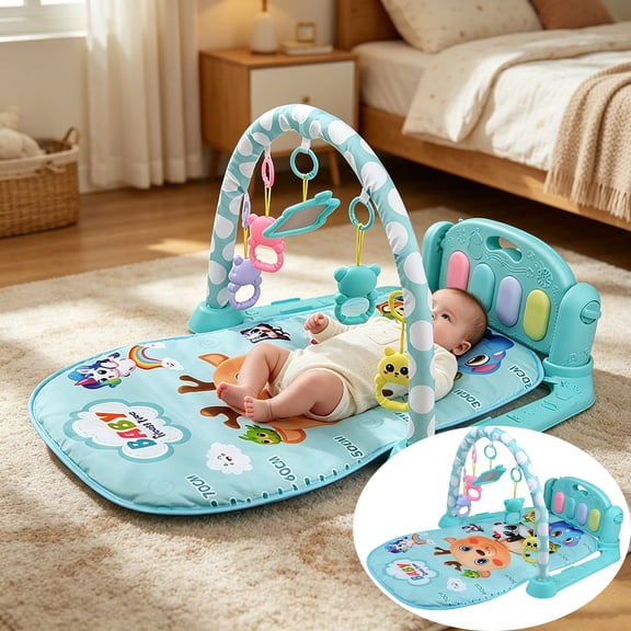 Interactive Funny Kick And Play Piano Gym with Musical & Lights, Portable Foldable Play Mat, Kids Activity Pad For Living Room Bedroom And Nursery Playroom Use
