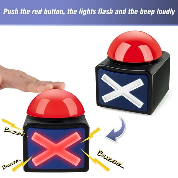 Interactive Game Buzzers w/Lights Sounds for Trivia Quiz Parties Classroom Fun