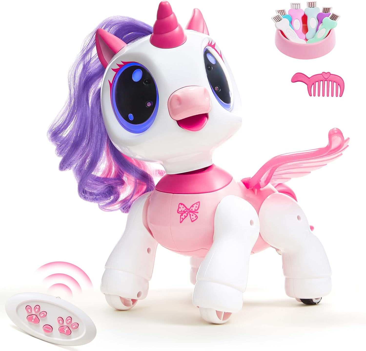 Interactive Gesture Sense Program Toy Unicorn Toy for Girls Robot Pet for Kids Age 3 4 5 6 7 8 Years with Music Dance Walk , Preschool Learning Remote Control Toy for Toddler Pink