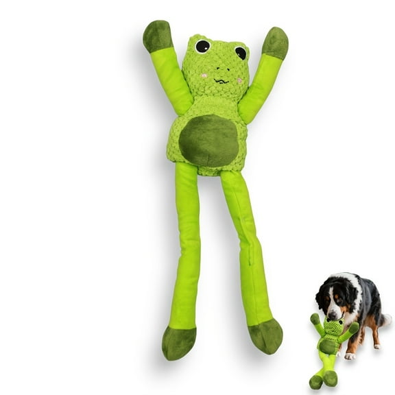 Interactive Green Frog Dog Toy Plush Toy with Long Arms and Legs for Small & Medium Dogs, Durable, Fun & Engaging, Perfect for Playtime & Training