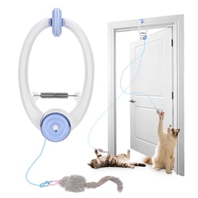 Interactive Hanging Cat Toy, Door-Mounted Mouse Teaser with Moving Motion, USB Rechargeable Toy for Indoor Cats & Kittens