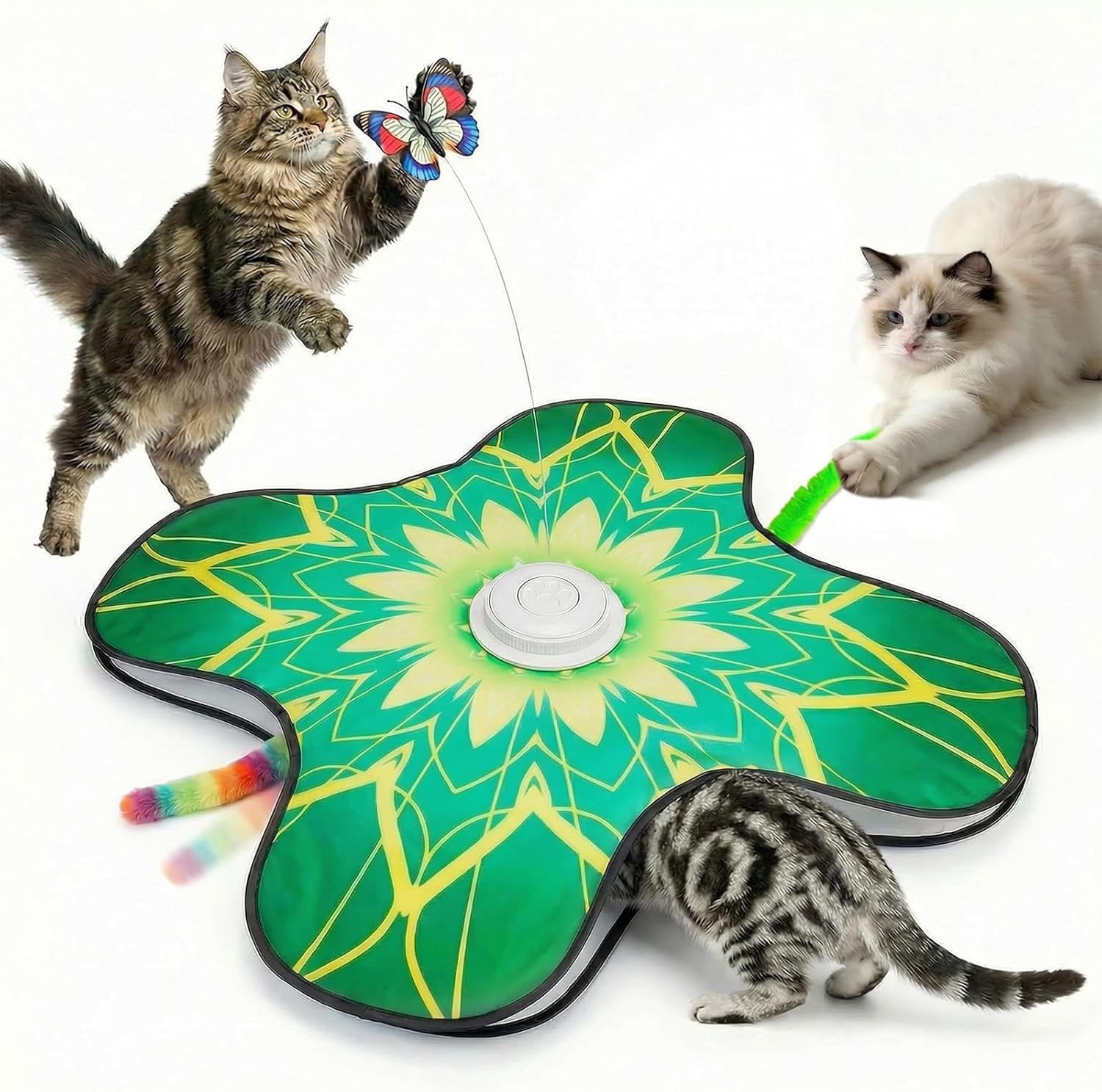 Interactive   for Indoor Cats,  Activated Automatic    with Sound /Off,  Wands, Non-Slip Suction Cups, Rechargeable  and Seek  Play Mat for Bored Adult Kittens