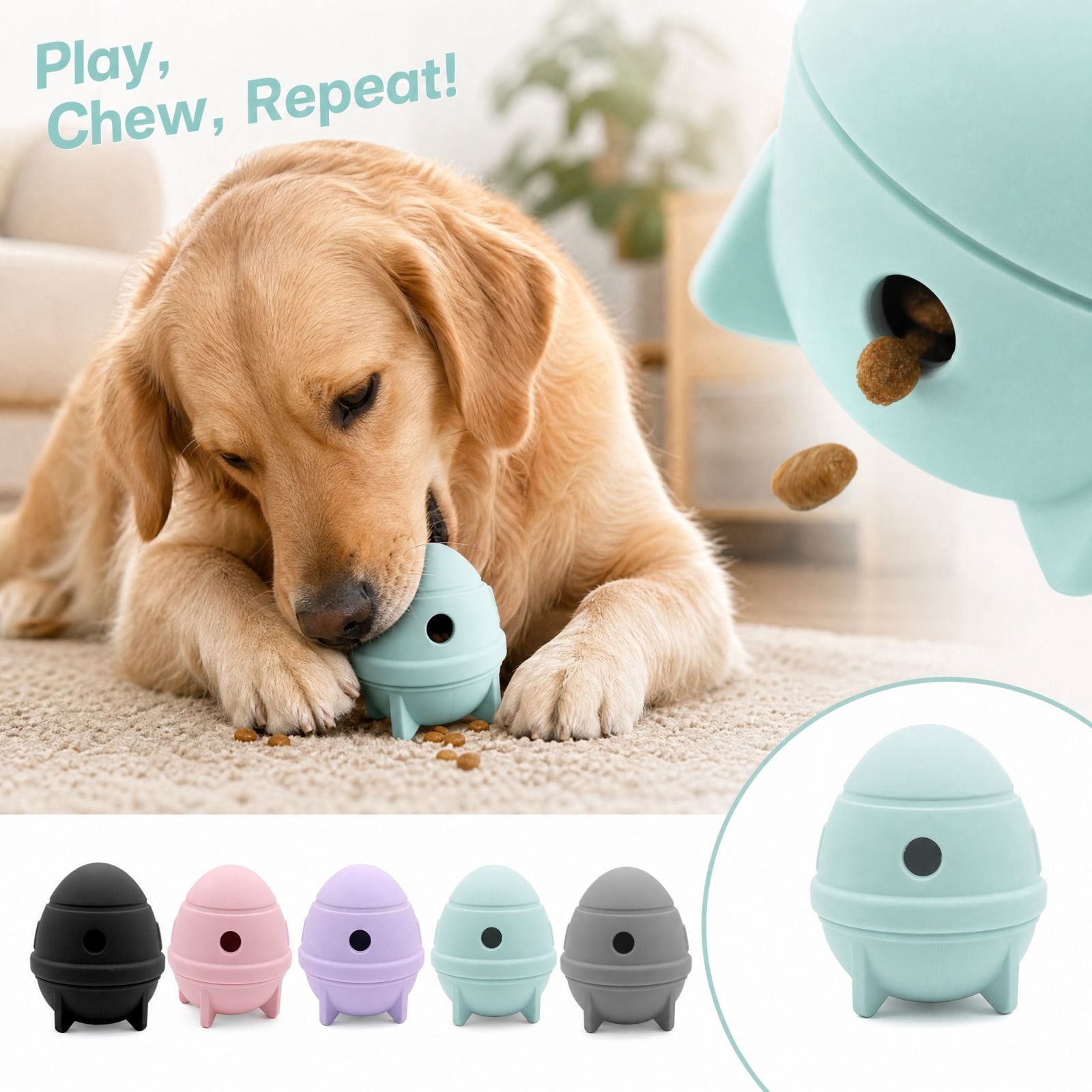 Interactive Keep Hands Busy Dispensing Dog Toy with Durable Silicone ...