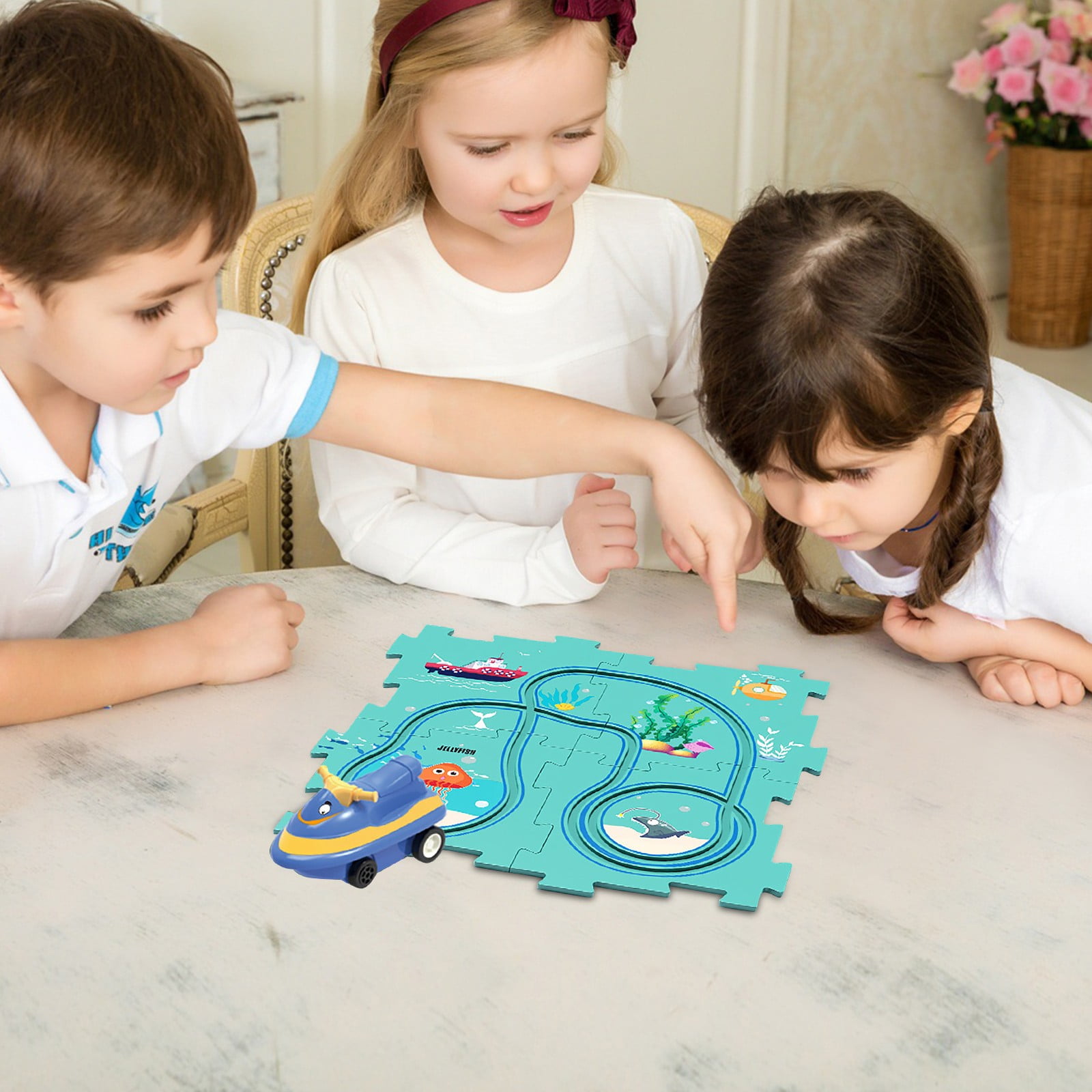 Interactive Kids Play Mat with Toy Car, Educational Puzzle Road Map for ...