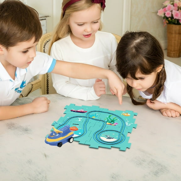 Interactive Kids Play Mat with Toy Car, Educational Puzzle Road Map for Toddlers, Safe EVA Foam, 12 Pieces