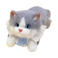 thumbnail image 1 of Interactive Kitten Plush with Bib Adorable Stuffed Cat Animal Toy for Parent-Child Bonding Gift Collectible Decorative Kitty 17inch Gray, 1 of 5
