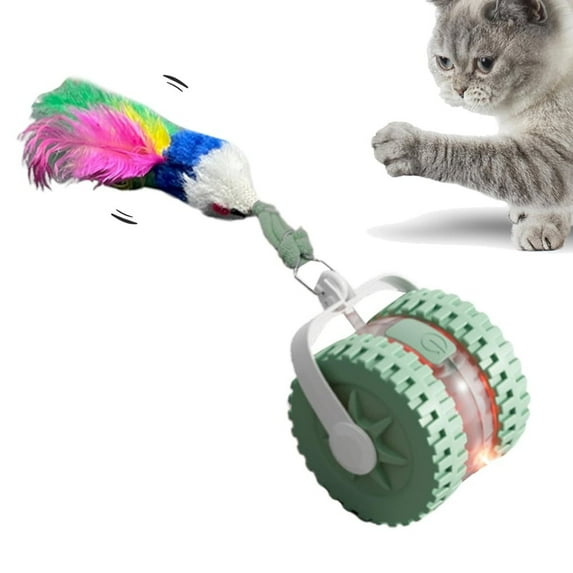 Interactive LED Cat Toys for Indoor Cats – Motion-Activated Automatic Fast Rolling Ball with Lights & Speedy Tail for Kittens – Rechargeable Moving Cat Toys for Indoor Adult Cat