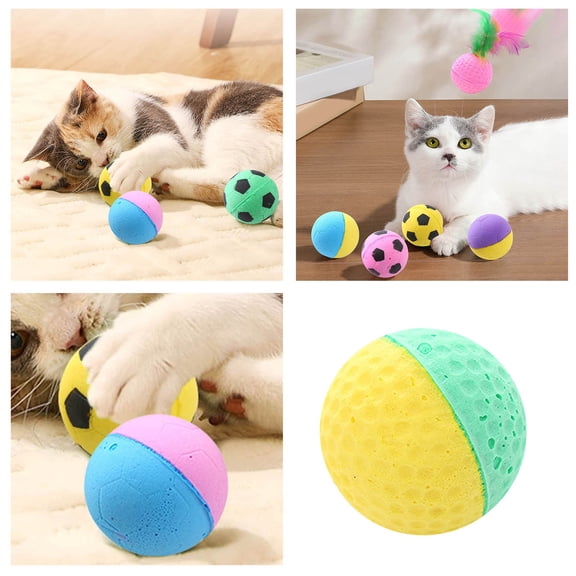 Interactive Latex Ball Cat Toys Kit 10 Pcs Colorful Soft Kitten Ball with Random Color Lightweight Puff Fetch Balls Set Pet Supplies for Indoor Cats Bat Chase Exercise and Entertainment