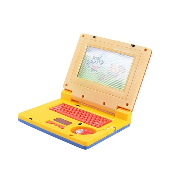 Interactive Learning Laptop Toy, Educational Preschool Computer with Keyboard and Screen for Fine Motor Skills Training (Yellow)