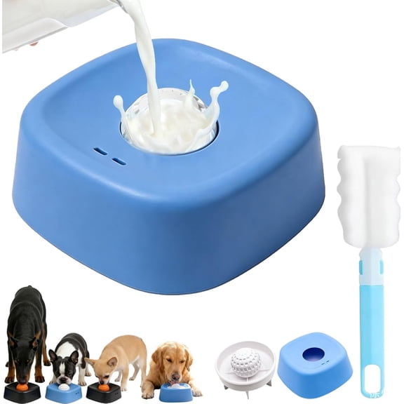 Dog Lick Bowl with Roller Ball Slow Feeder Anti-Slip for Dogs Cats(Blue)