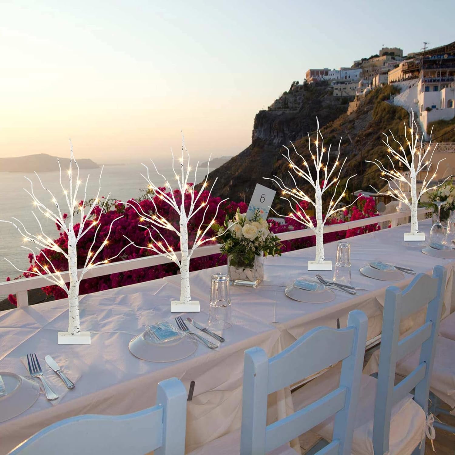 Interactive Lighted Birch Tree 2Ft Tabletop Birch Christmas Tree with